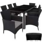 Tectake 8 Seat Rattan Garden Furniture Set With Protective Cover - Black/Cream