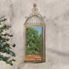 MirrorOutlet Harrogate Metal Arch Bird Cage Rustic Green Garden Mirror 70cm x 26cm
