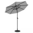 Livingandhome 3m Garden Parasol Sun Umbrella With 24 LED Lights - Light Grey