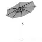 Livingandhome 3m Garden Parasol Sun Umbrella With 24 LED Lights No Base - Light Grey