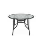 Livingandhome Garden Round Glass Dining Table With Umbrella Hole - Black
