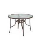 Livingandhome Garden Round Glass Dining Table With Umbrella Hole - Brown