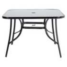 Livingandhome 105cm Square Garden Glass Table Furniture With Parasol Hole