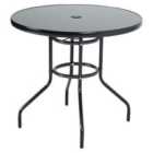 Livingandhome 80cm Round Garden Glass Table Furniture With Parasol Hole