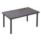 Livingandhome Rectangle Garden Rattan Table Wicker Glass Top Table - Black