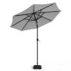 Living and Home 3M Garden Parasol Sun Umbrella with 24 LED Lights - Light Grey