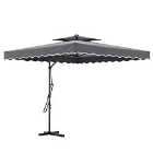 Living and Home 2.5M Square Cantilever Parasol with Cross Base - Dark Grey