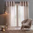 Sienna Pair Of Crushed Velvet Voile Net Curtain Eyelet Top Natural - 55" X 87"