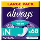 Always Dailies Panty Liners Normal Unscented 68 per pack