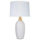 Premier Housewares Willow Table Lamp in White Ceramic with White Fabric Shade