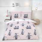 Starry Penguins Pink Duvet Set - Single