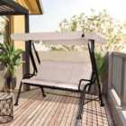 Outsunny Outdoor 3-person Porch Swing Chair Garden Bench, Beige