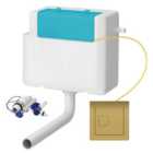 Concealed WC Toilet Cistern with Brushed Brass Dual Flush Cable Button - Right Water Entry