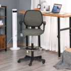 HOMCOM Ergonomic Tall Office Chair With Foot Ring And Arm Wheel Grey