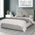 Aspire Monroe Upholstered Ottoman Bed Velvet Light Silver
