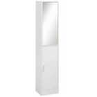 Kleankin Tall Mirrored Bathroom Cabinet Tallboy Unit With Adjustable Shelf - White