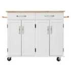 Living and Home Wooden Kitchen Storage Trolley Cart - White