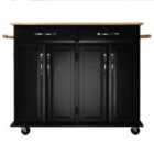 Living and Home Wooden Kitchen Storage Trolley Cart - Black