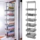 Living and Home 6 Tier Pull Out Larder Baskets Kitchen Cabinet Cupboard - Silver