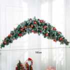 Livingandhome Christmas Decoration Xmas Ornament Artificial Red Ball Berries Christmas Swag with 50 LED Lights 180 cm
