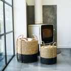 Seagrass Log & Kindling Basket, Black, Set Of 2