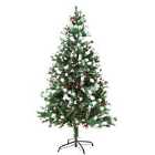 Bon Noel 5ft Snow-Flocked Green Artificial Christmas Tree with Red Berries