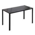 HOMCOM Modern Rectangular 4 Seater Dining Table With Tempered Glass Top Black