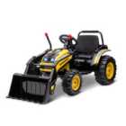 Reiten Kids Digger Ride On Excavator Tractor with 6V Battery, Music and Headlights - Yellow