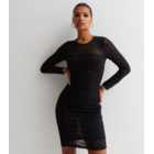 Gini London Black Lace Long Sleeve Bodycon Mini Dress