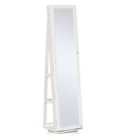 HOMCOM Free Standing Full Length Mirror 360° Swivel With Lockable Jewellery Organiser Hidden Shelving White