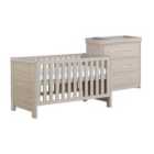 Babymore Luno Oak Effect 2 Piece Set Of Cot Bed And Chest