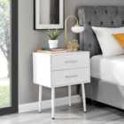 Furniture Box Taylor Large 2 Drawer White Bedside Table With Silver Handles