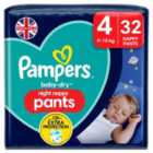 Pampers Baby-Dry Night Nappy Pants Size 4, 32 Night Nappies Essential Pack 32 per pack