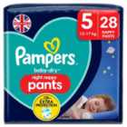 Pampers Baby-Dry Night Nappy Pants Size 5, 28 Night Nappies Essential Pack 28 per pack