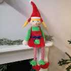80cm Plush Sitting Female Christmas Elf with Dangly Legs