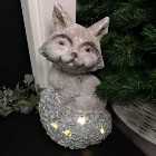 41cm Battery Lit Christmas Magnesia Fox on Ivy Leaf Tail with Warm White LEDs