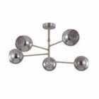 Nielsen Nicoletti Modern Satin Silver 5 Light Semi Flush Ceiling Lamp With Smoked Glass Shade