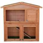 Charles Bentley Two Storey Rabbit Hutch with Play Area - Natural Wood