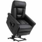 HOMCOM Power Lift Chair PU Leather Recliner Sofa Chair With Remote Control, Side Pocket, Black
