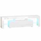 HOMCOM High Gloss TV Stand Cabinet With Led Rgb Lights And Remote Control For TVs Up To 65" White