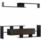 HOMCOM Modern TV Cabinet With Wall Shelf For Wall-mounted 65" TVs Or Standing 50" TVs, Black And Dark Brown