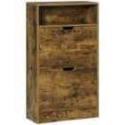 HOMCOM Shoe Cabinet For 12 Pairs Rustic Brown