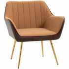 HOMCOM Modern Velvet Armchair For Living Room And Bedroom, Light Brown
