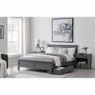 Furniture Box Azure Grey Wooden Solid Pine Quality Double Bed Frame And Sprung Mattress