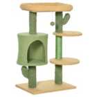 PawHut Cactus Design 90cm Cat Climbing Tower - Green