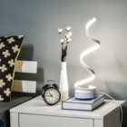 HOMCOM LED Table Lamp with Round Metal Base for Home Office White