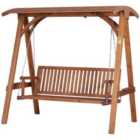 Outsunny 3-Seater Wooden Garden Swing Seat - Natural