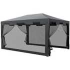 Outsunny 4 x 3m Party Tent w/ Mesh Sidewalls - Dark Grey