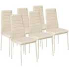 6 Dining Chairs Cream Synthetic Leather - Beige