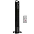 HOMCOM LED Tower Fan with 70 degree Oscillation 3 Speed 3 Mode LED Panel Remote Black